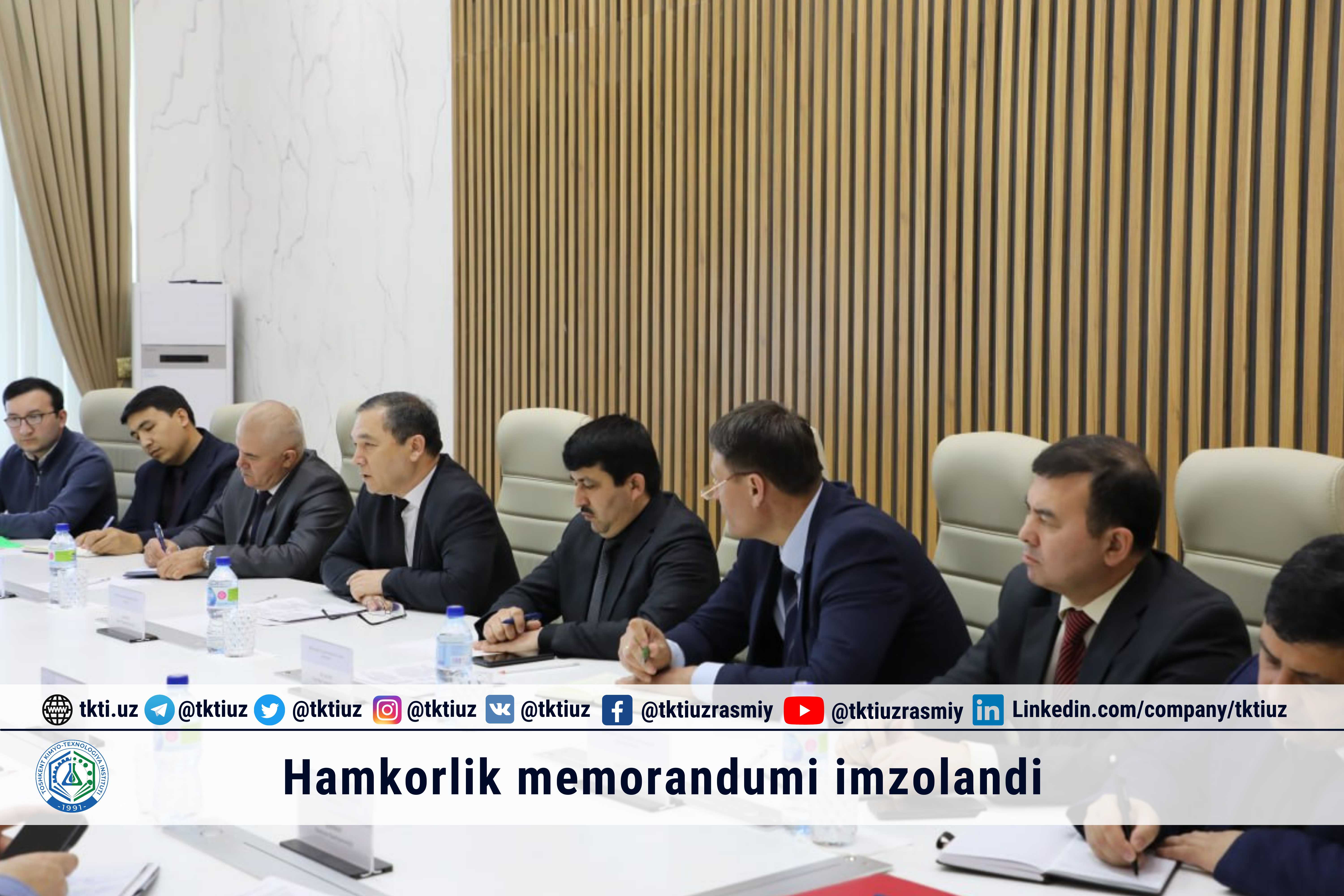 Hamkorlik memorandumi imzolandi | tkti.uz