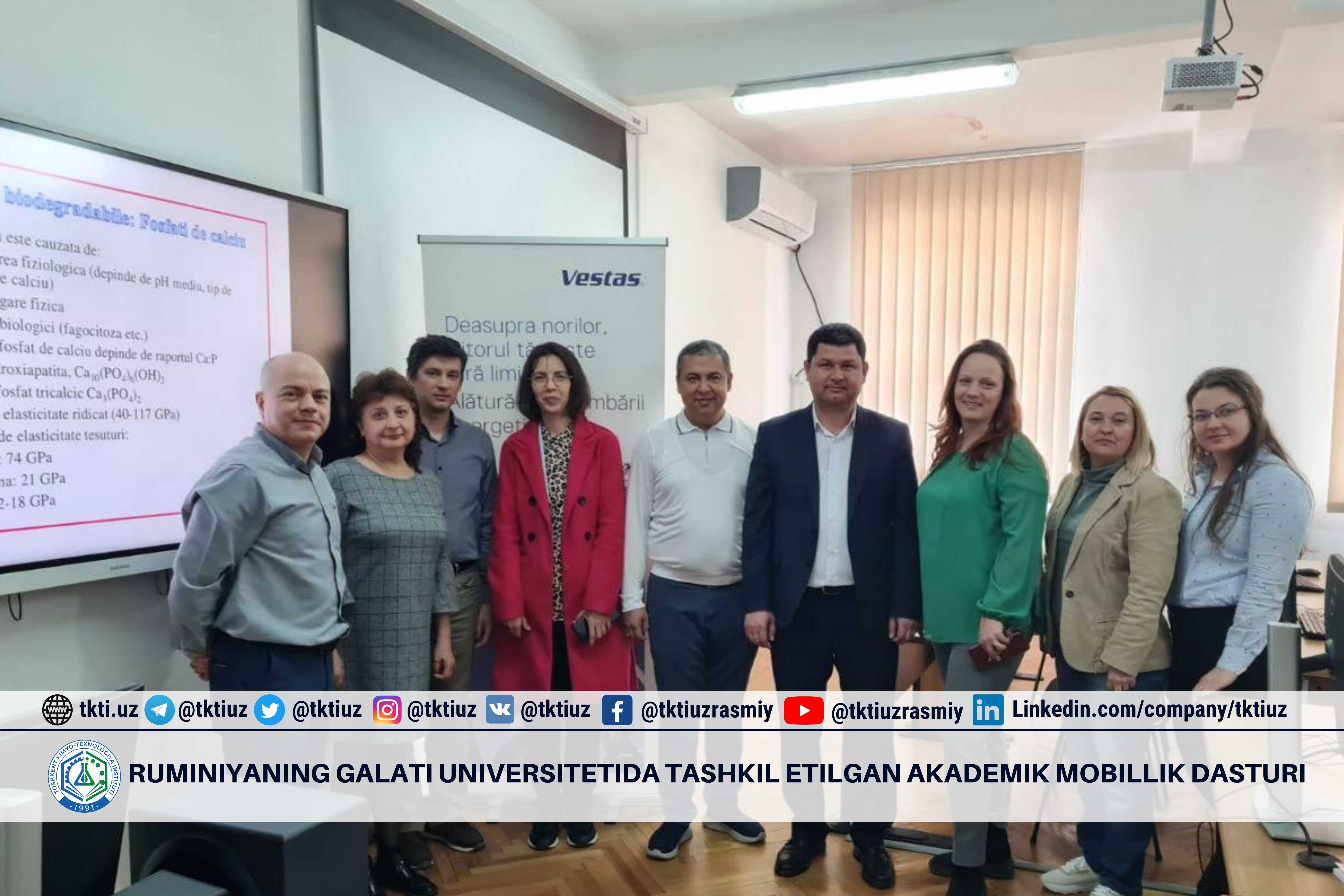 Ruminiyaning Galati universitetida tashkil etilgan akademik mobillik dasturi | tkti.uz