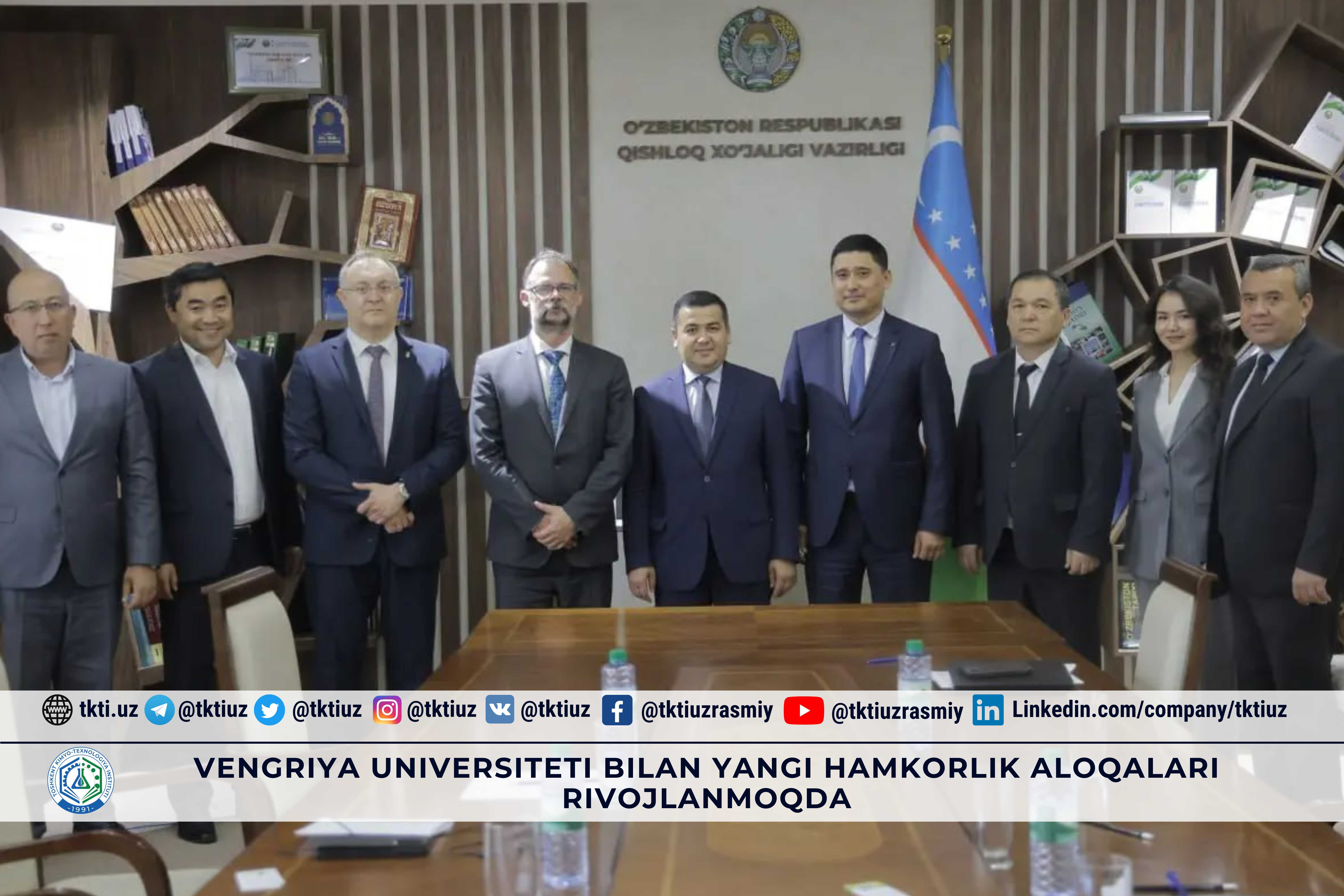 Vengriya universiteti bilan yangi hamkorlik aloqalari rivojlanmoqda | tkti.uz