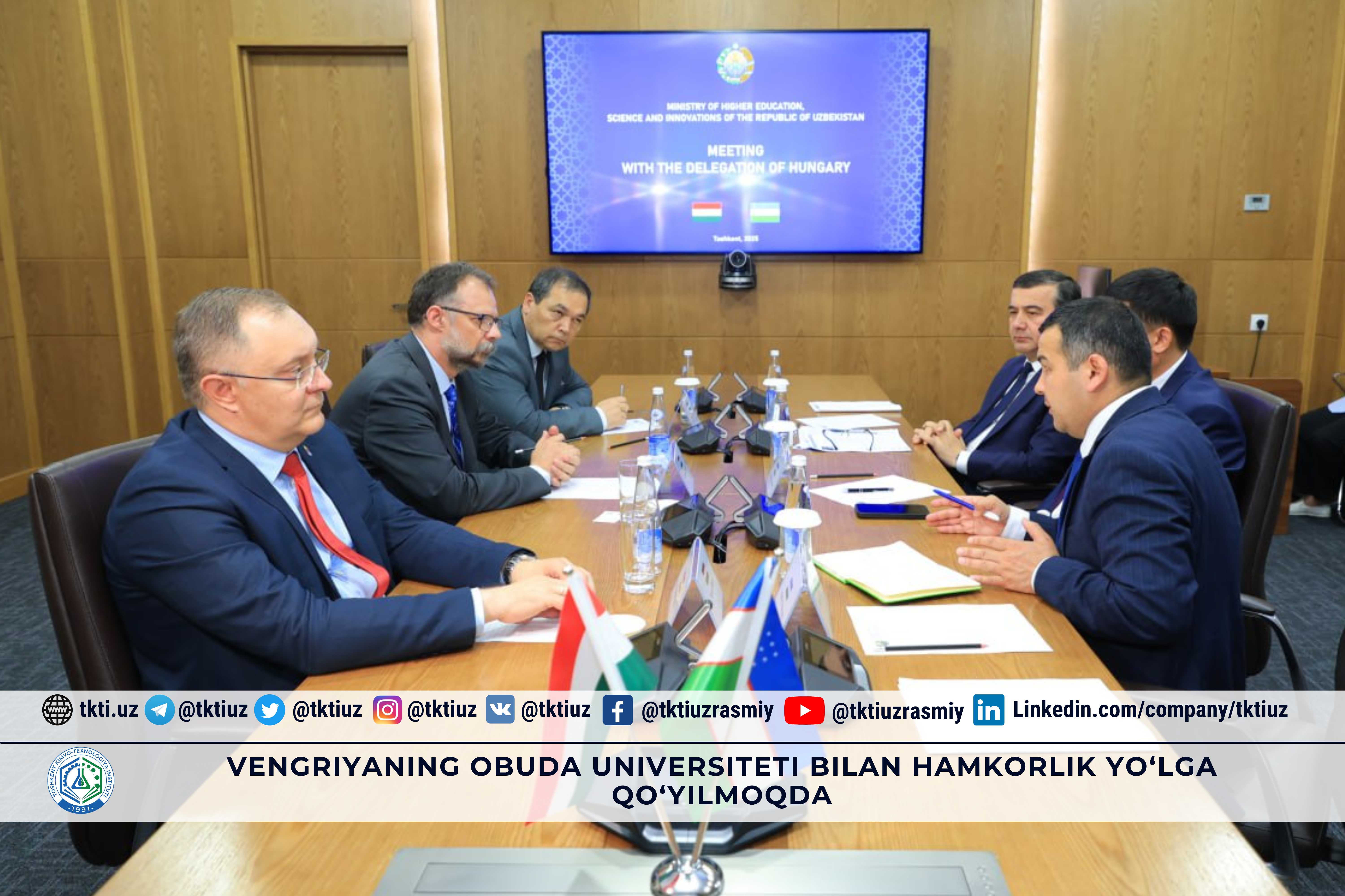 Vengriyaning Obuda universiteti bilan hamkorlik yo‘lga qo‘yilmoqda | tkti.uz