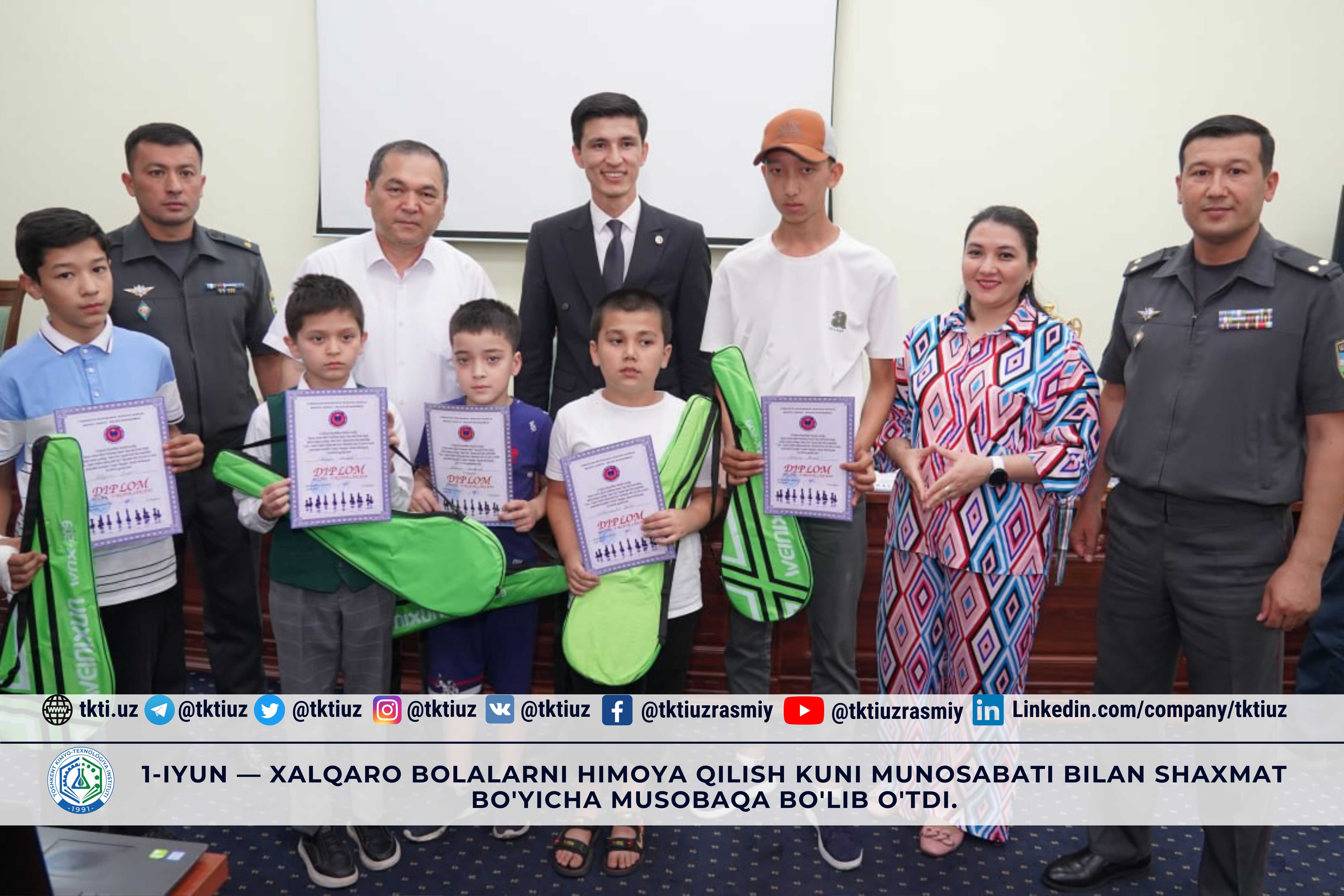 1-iyun — Xalqaro bolalarni himoya qilish kuni munosabati bilan shaxmat bo'yicha musobaqa bo'lib o'tdi. | tkti.uz