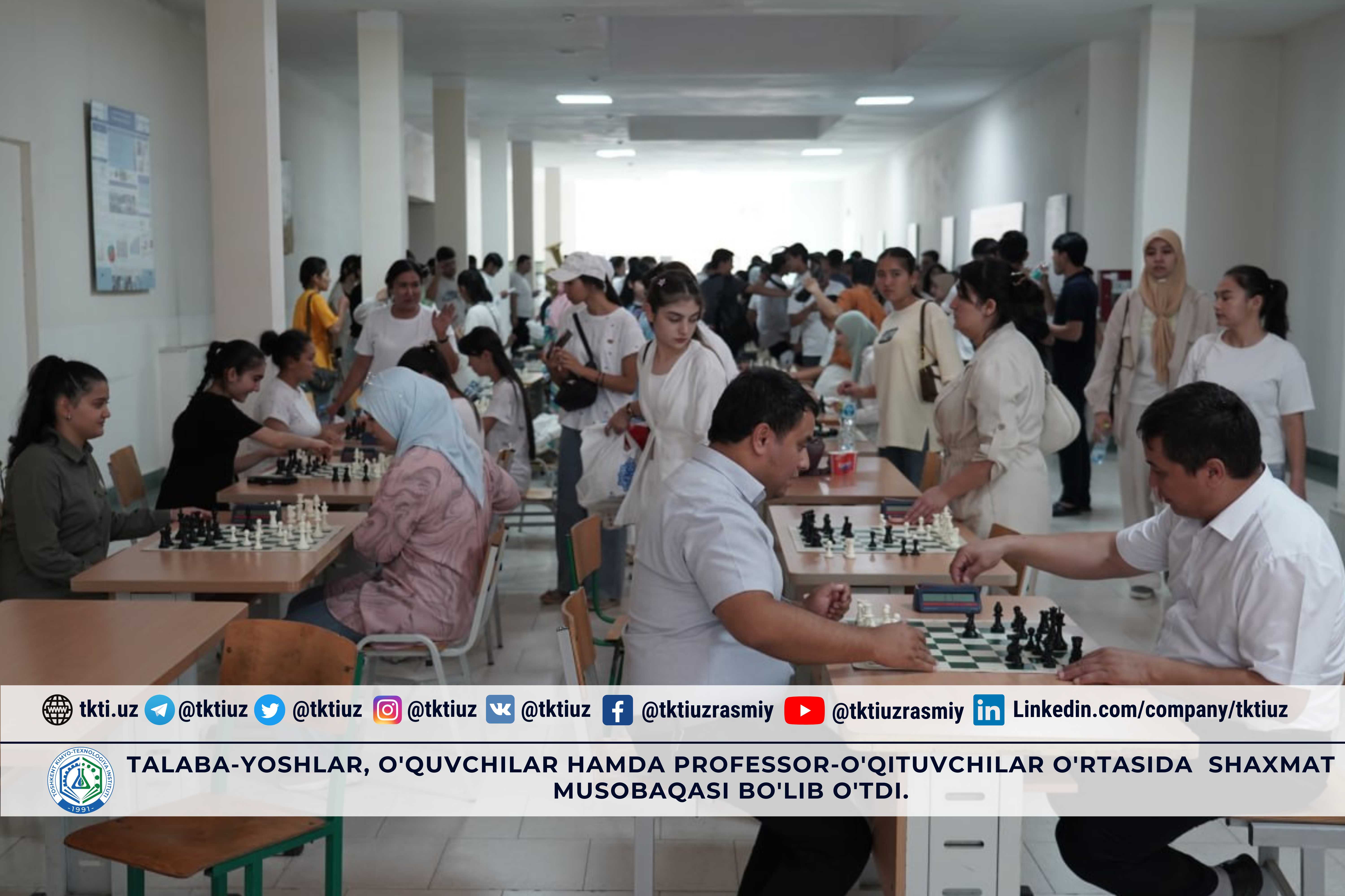 Talaba-yoshlar, o'quvchilar hamda professor-o'qituvchilar o'rtasida  shaxmat musobaqasi bo'lib o'tdi. | tkti.uz