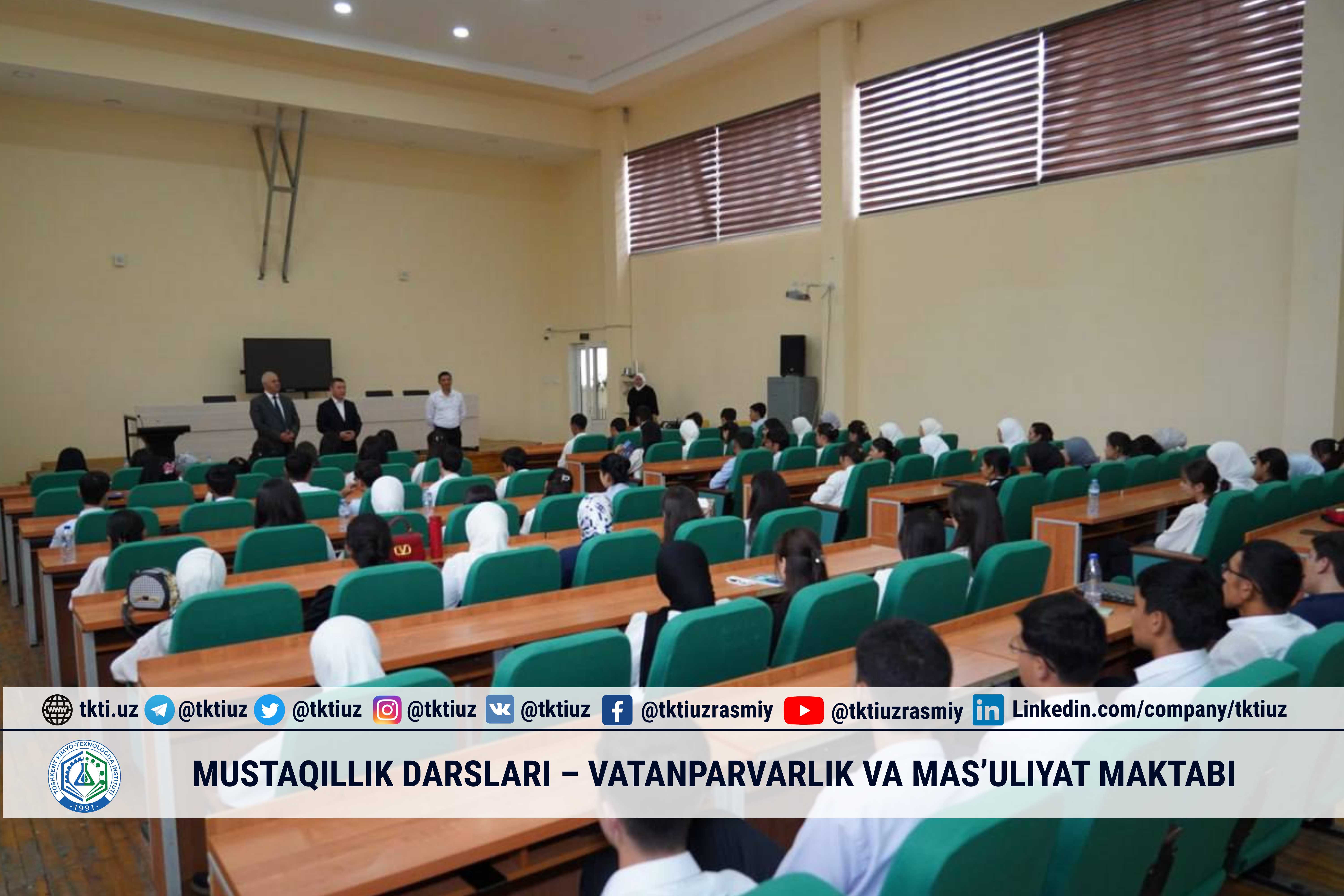 Mustaqillik darslari – Vatanparvarlik va mas’uliyat maktabi | tkti.uz