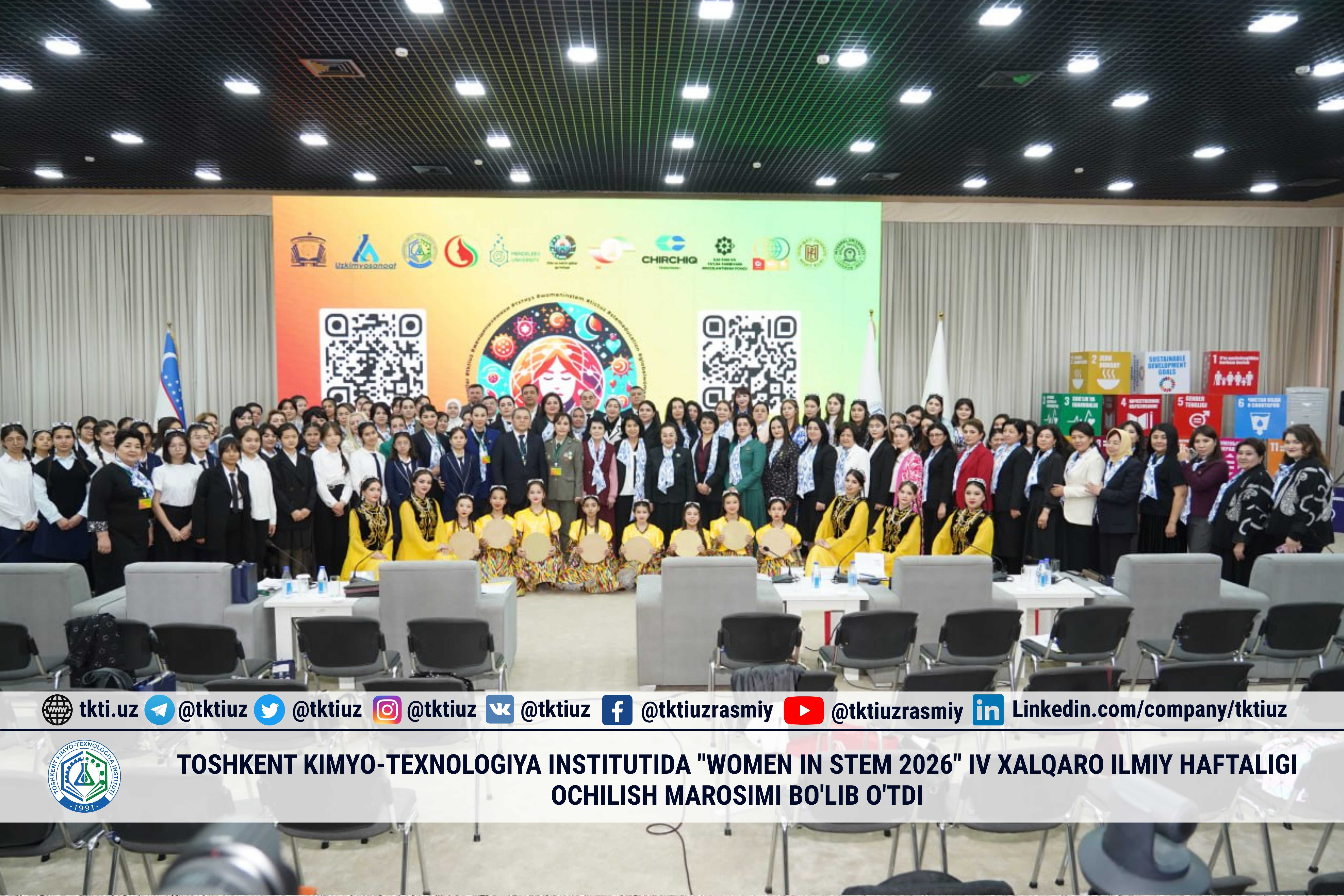 Toshkent kimyo-texnologiya institutida "WOMEN IN STEM 2026" IV xalqaro ilmiy haftaligi ochilish marosimi bo'lib o'tdi | tkti.uz